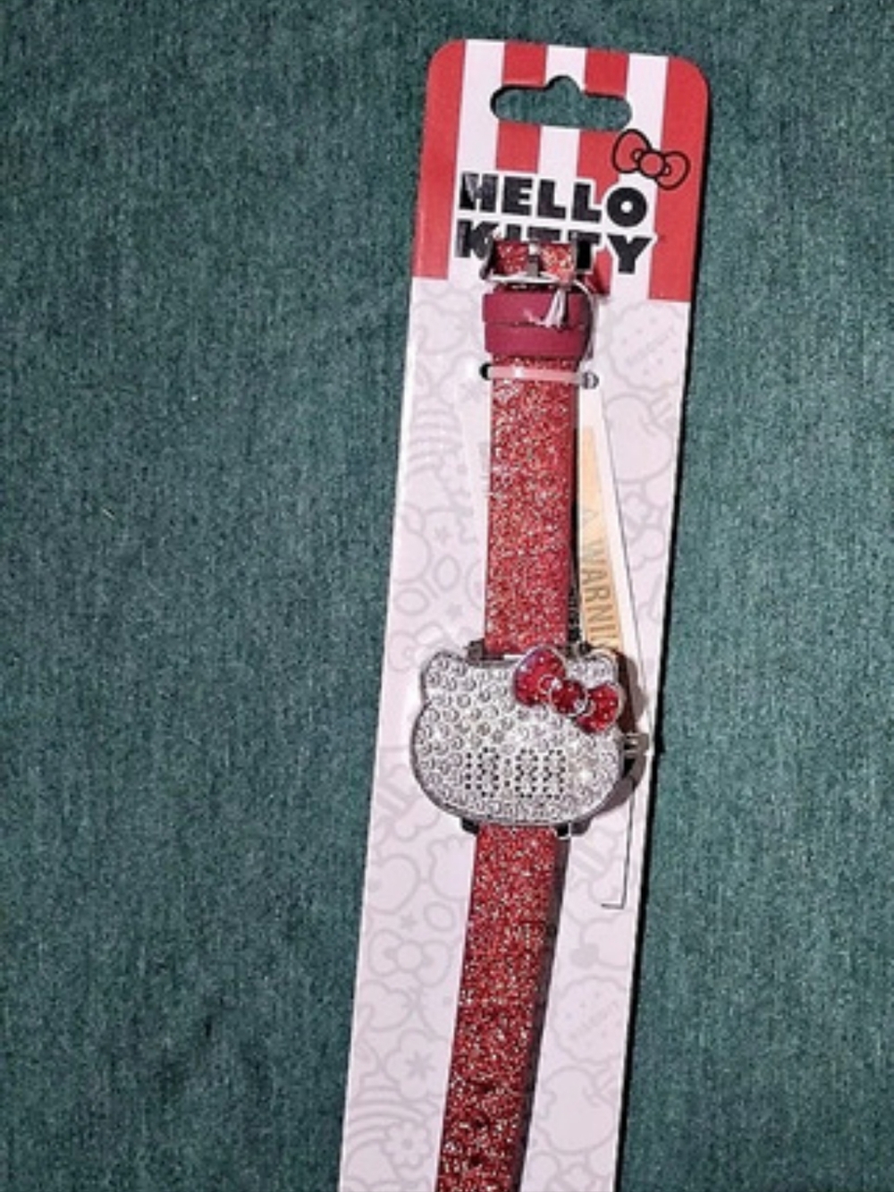 Hello Kitty Rhinestone LED Watch Red & Silver